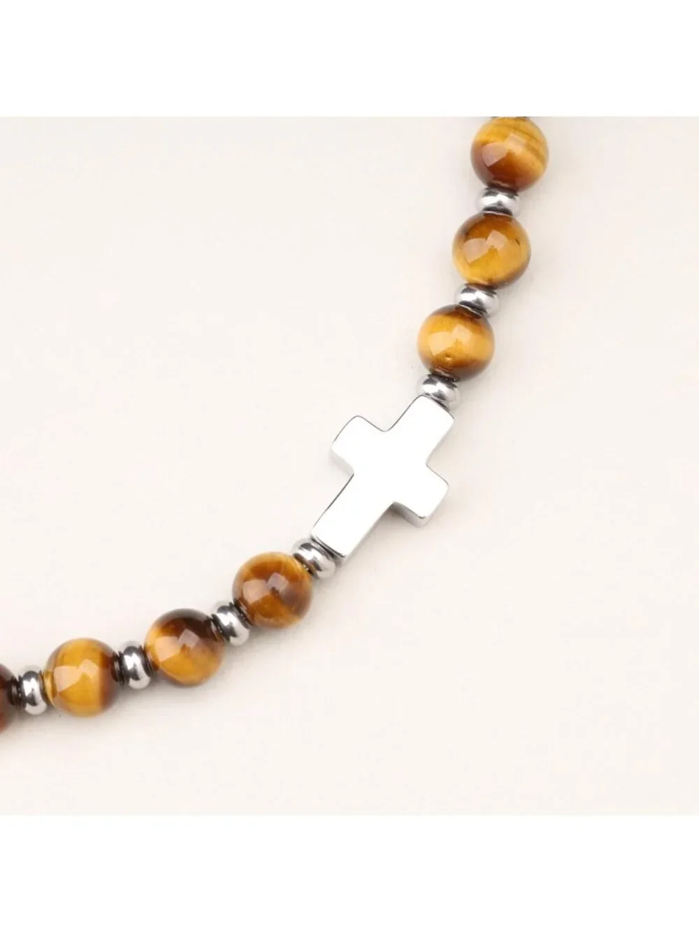 Stylish Men's Beaded Cross Bracelet - Crystal Accents, Perfect Gift for Him